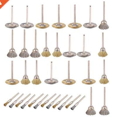 36 Pcs Copper Wre Polshng Wheel Brush Drum Full Set For D