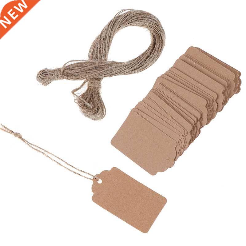 100Pcs/Lot Blank Kraft Jewelry Price Label With String 20m K