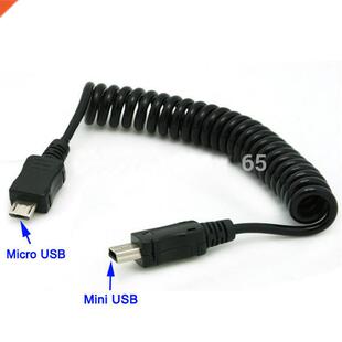 2PCS Micro USB Male to Mini 5-pin USB Coiled Cable
