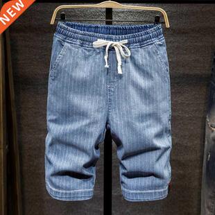 Plus Size 5XL 6XL 7XL Men's Striped Short Jeans 2020 Summer