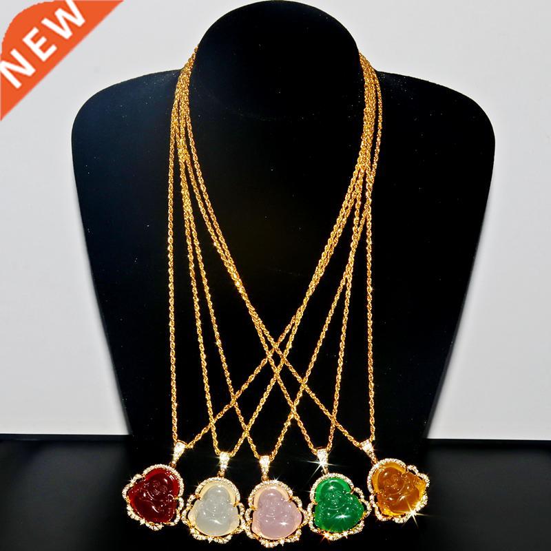 Pink White Buddha Necklace for Women Exquisite Chinese Style