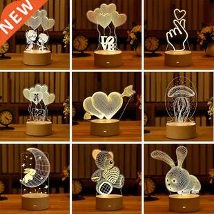 Romantic Love 3D Acrylic Led Lamp for Home Children's Ni