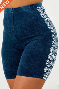 Faux Women Running Short Denim Waist High Slim Shorts Yoga