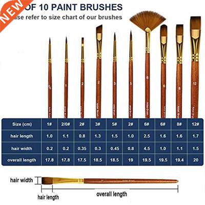 10pcs Paint Brush Set Multiple styles Nylon Hair Short Rod B