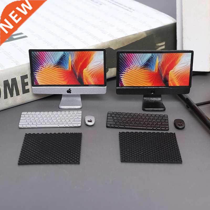 1Set 1/12 Scale Mini Computer + Mouse + Keyboard Book Statio
