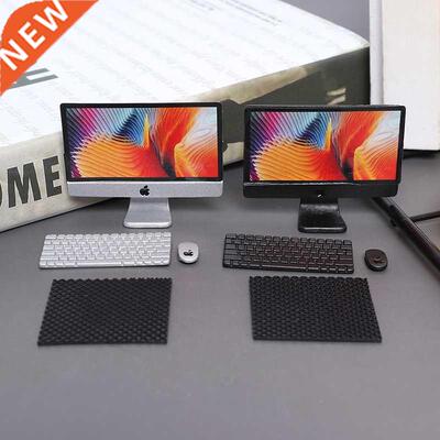 1Set 1/12 Scale Mini Computer + Mouse + Keyboard Book Statio