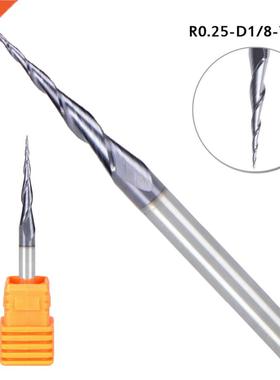1/8 Shank CNC Carbide Ball Nose Tapered End Mill Radius 0.25