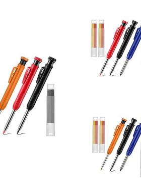 3 Solid Color Woodworking Pencils,Long Nostril Automatic Pen