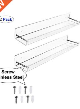 2Pcs Acrylic Floating Shelves Transparent Bathroom Wall Shel