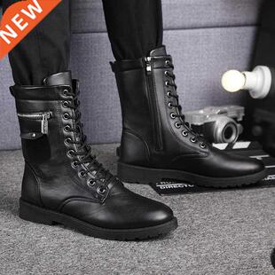 Brand Army Boots Men Chain Military Mens Boots Skull Metal B