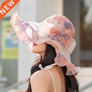 Big Brim Fashion Summer Kentuck Hat Lace Bucket Floral Shade