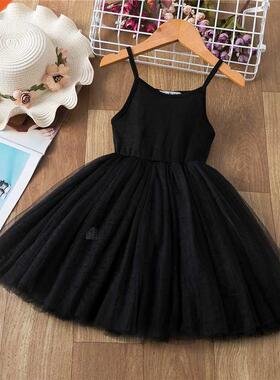 Vest Dress for Girls Solid Black Sleeveless Halloween Girl C