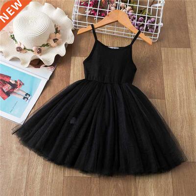 Vest Dress for Girls Solid Black Sleeveless Halloween Girl C