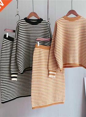 2021 Autumn Women Knitted Sweater Two Pieces Women Warm Swea