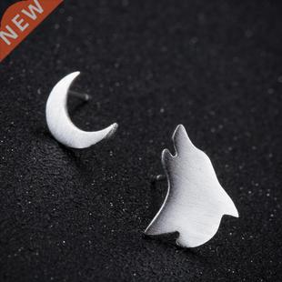 Wolf and for Unique Women Earrings Lovely Stud Jisensp Moon