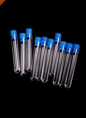 10Pcs 12*75mm plastic Test Tubes Rimless With Push Caps La