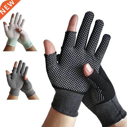 1 Pair Men Nylon Gloves Show Two Fingers Winter Autumn Touch