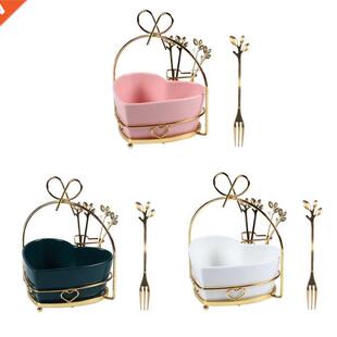 Heart Shaped Gold Ceramic Snack Plate Stand Hous Fruit