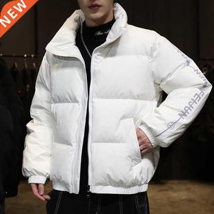 Autumn Winter Puffer Jacket Men Fashion Clothing Stand Color