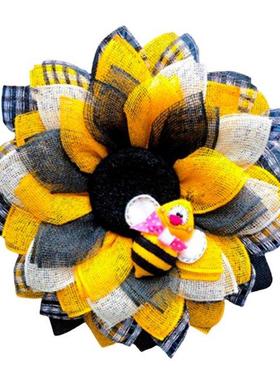 Bee Festival 14inch Sun Flower Wreath for Front Door Garland