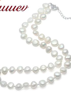 Cauuev Real Natural Freshwater Baroque Pearl Necklace For Wo