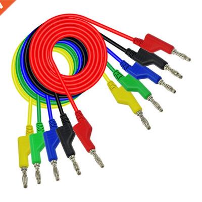 5 Pcs 1M 4mm Stackable Banana to Banana Plugs Copper Test Ca