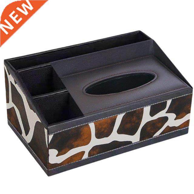 Leather Tissue Box Cover Rectangular Multifunction Remote Co