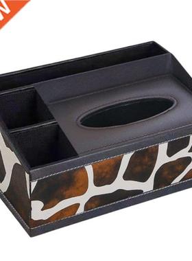 Leather Tissue Box Cover Rectangular Multifunction Remote Co