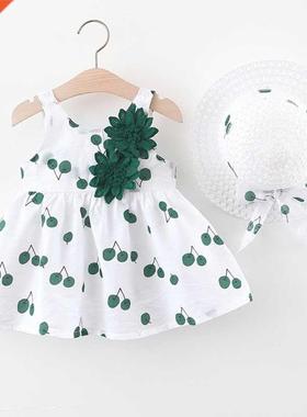 Newborn Baby Girl Princess Dress+Sunhat Summer Toddler Baby