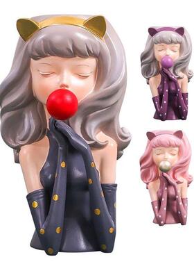 1Pcs Bubble Gum Girl Flower Vase Resin Abstract Flower Pot S
