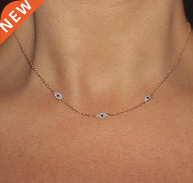 Guarantee 925 sterling silver Blue zirconia Evil Eye Necklac