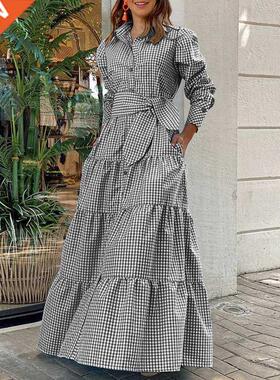 Shirt Dress Women Long Sleeve Party Dresses 2022 VONDA Casua