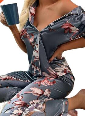 Pyjama Femme 2 piece set Women's Short Sleeve Pajamas Summer