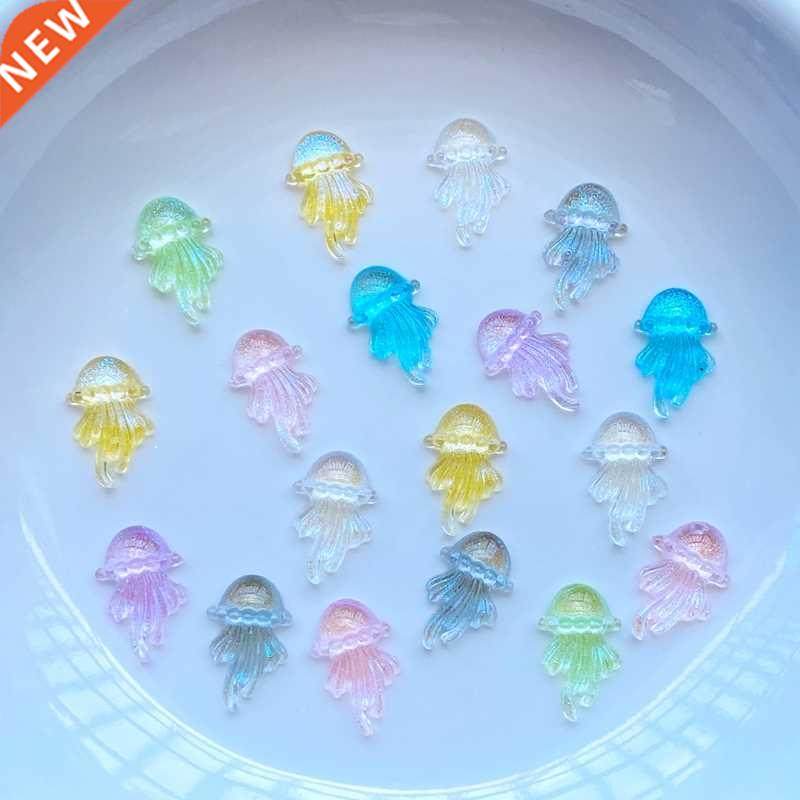 100pcs new cute mini shiny jellyfish series resin flatback c
