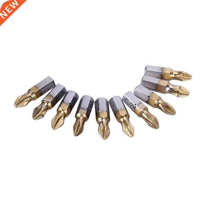10pcs Head Bits Cr-V Steel Bits Kit Antiskid S2 Ti-plated PH
