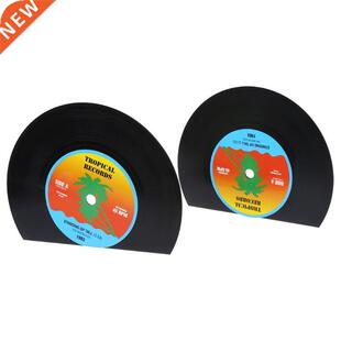 2pcs Creative Record Shape Bookends Shelves Organizer Deskto