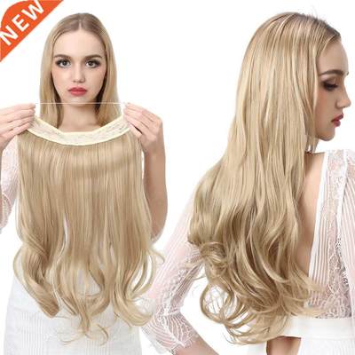 Synthetic NO Clip In Halo Hair Extensions Natural Wave Fake