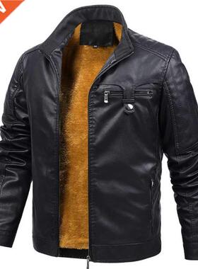 2021 New Autumn Winter Leather Jacket for Men Stand Collar M