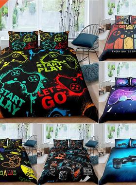 2/3 Pcs Gamer Duvet Cover Set Bedding Queen King Kids Boys G