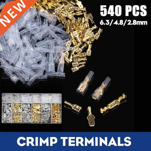 540Pcs/set 2.8/4.8/6.3mm Crimp Terminals Insulated Seal Elec
