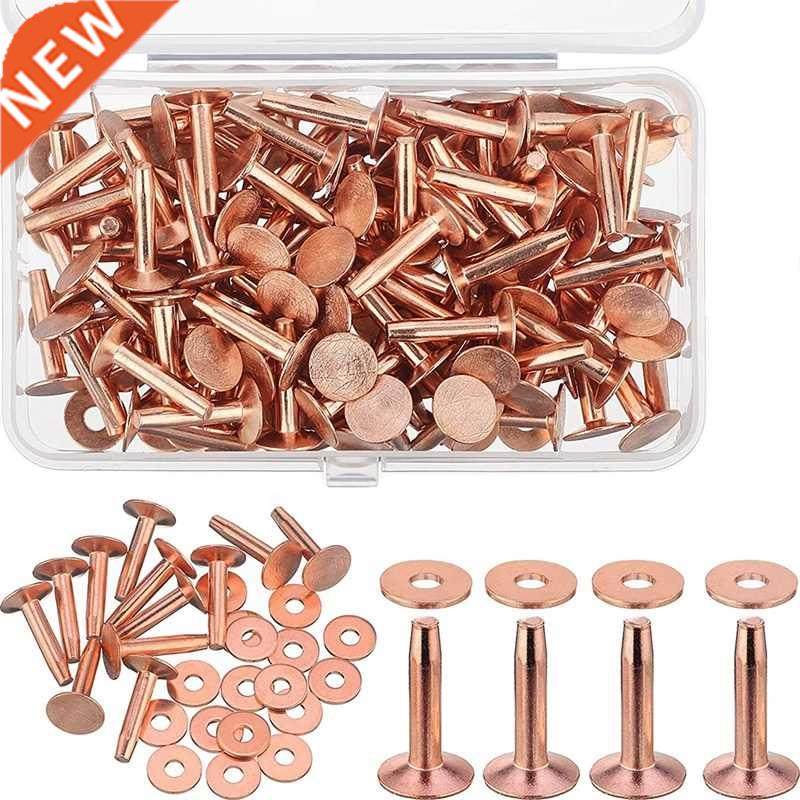 100 Sets Copper Rivets and Burrs Washers Leather Copper Rive