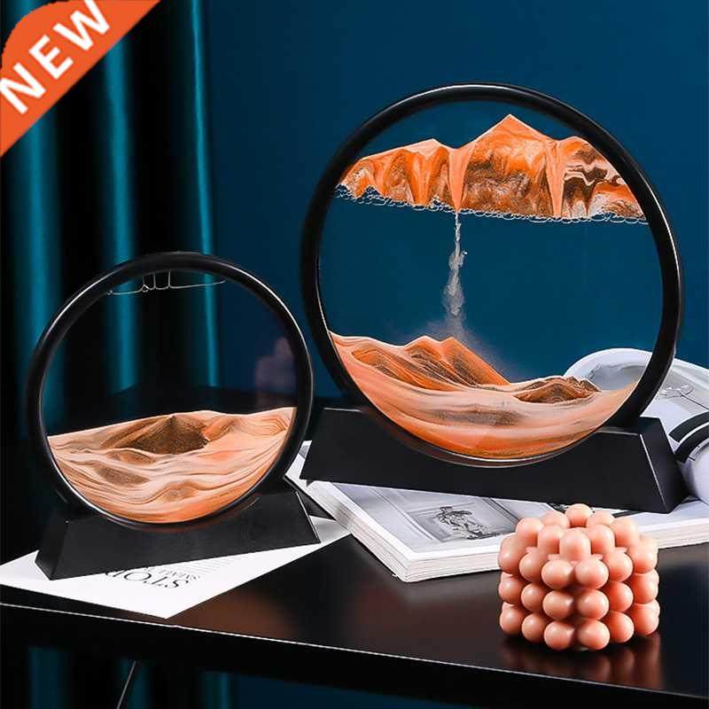 Moving Sand Art Picture Round Glass 3D Deep Sea Sandscape In