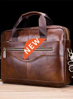 Men's Cowhide Leather Briefcase Mens Genuine Leather