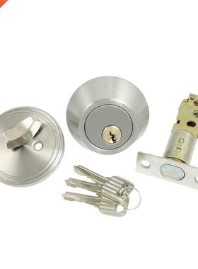Door Locking Security Cylinder Deadbolt Lock Silver Tone