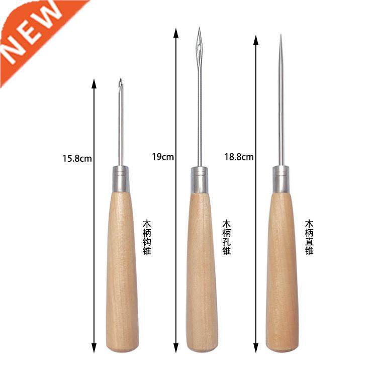 1 Pc  types Leather Wood Handle Sewing Awl For Leather Craf