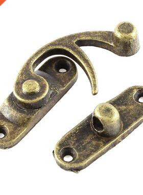 38mm * 44mm Retro Style Antique Brass Lock Hook Box Color 5p