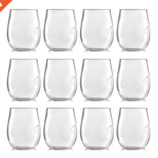 12 Pcs Disposable Plastic Wine Cups Unbreakable Clear Stemle