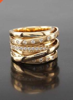 Gold wound multi-layer diamond ring SIZE 6-11