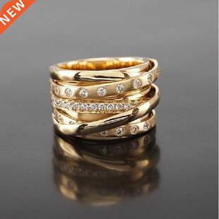 Gold wound multi-layer diamond ring SIZE 6-11