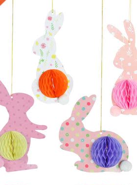 4Pcs Colorful Hnging Pper Bunny Decor Honeycomb Rbbit G